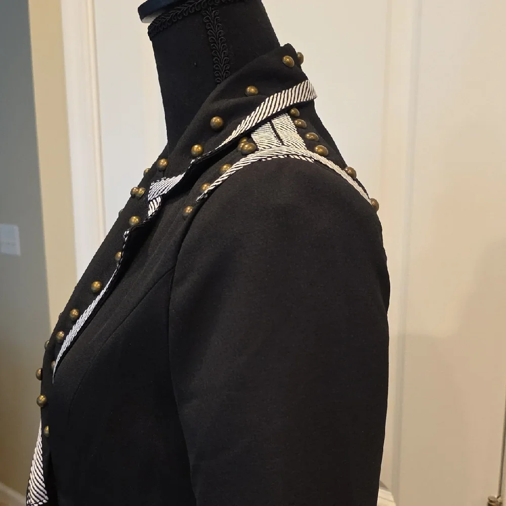 Chic Black Studded Women's Blazer - Picture 4 of 9